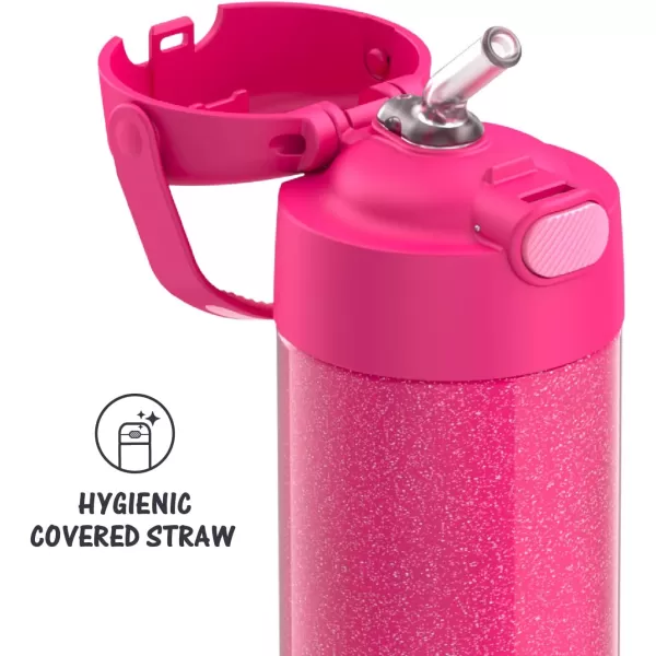 THERMOS FUNTAINER 12 Ounce Stainless Steel Vacuum Insulated Kids Straw Bottle LimePink Gitter 12 Ounce Solid Color