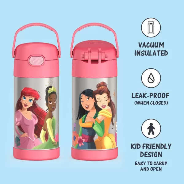 THERMOS FUNTAINER 12 Ounce Stainless Steel Vacuum Insulated Kids Straw Bottle LimePrincess 12 Ounce Licensed Characters