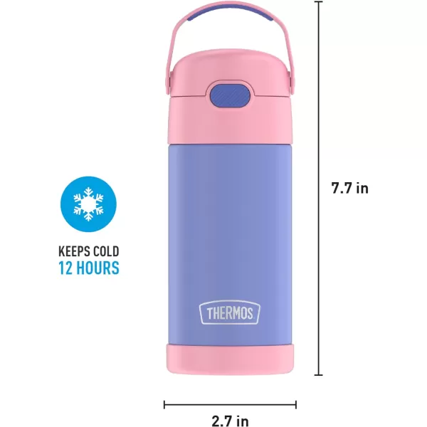 THERMOS FUNTAINER 12 Ounce Stainless Steel Vacuum Insulated Kids Straw Bottle LimePurplePink 12 Ounce Solid Color