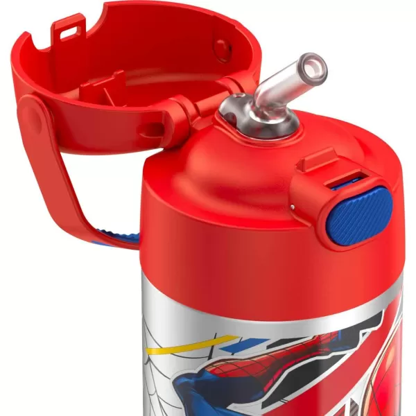 THERMOS FUNTAINER 12 Ounce Stainless Steel Vacuum Insulated Kids Straw Bottle LimeSpiderMan 12 Ounce Licensed Characters