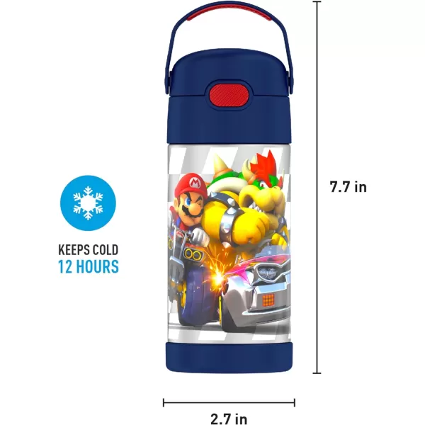 THERMOS FUNTAINER 12 Ounce Stainless Steel Vacuum Insulated Kids Straw Bottle LimeSuper Mario Brothers 12 Ounce Licensed Characters