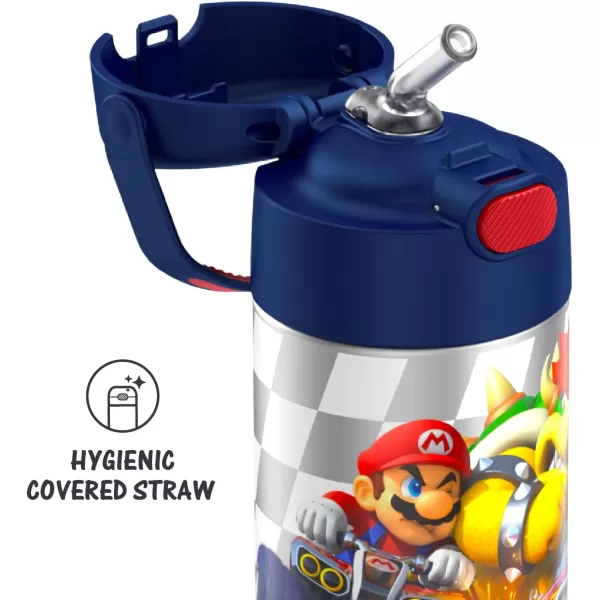 THERMOS FUNTAINER 12 Ounce Stainless Steel Vacuum Insulated Kids Straw Bottle LimeSuper Mario Brothers 12 Ounce Licensed Characters