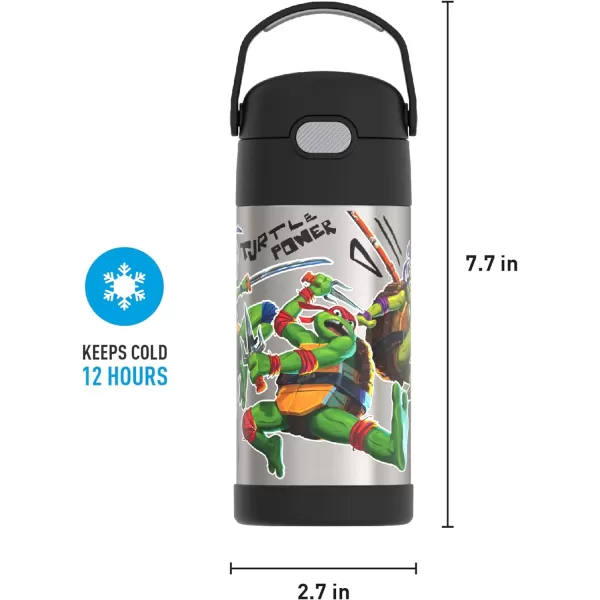 THERMOS FUNTAINER 12 Ounce Stainless Steel Vacuum Insulated Kids Straw Bottle Rainbows12 Ounce Teenage Mutant Ninja Turtles