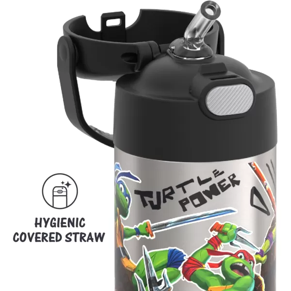 THERMOS FUNTAINER 12 Ounce Stainless Steel Vacuum Insulated Kids Straw Bottle Rainbows12 Ounce Teenage Mutant Ninja Turtles