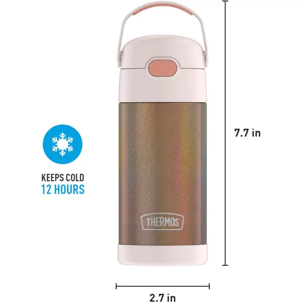 THERMOS FUNTAINER 12 Ounce Stainless Steel Vacuum Insulated Kids Straw Bottle Rose GoldTHERMOS FUNTAINER 12 Ounce Stainless Steel Vacuum Insulated Kids Straw Bottle Rose Gold