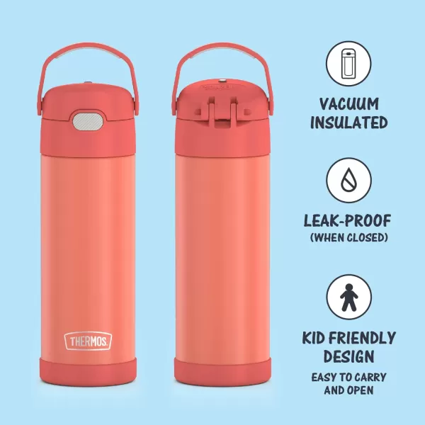 THERMOS FUNTAINER 16 Ounce Stainless Steel Vacuum Insulated Bottle with Wide Spout Lid Looney TunesApricot Bottle