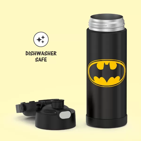 THERMOS FUNTAINER 16 Ounce Stainless Steel Vacuum Insulated Bottle with Wide Spout Lid Looney TunesBatman Bottle