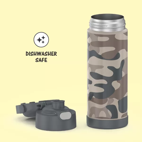 THERMOS FUNTAINER 16 Ounce Stainless Steel Vacuum Insulated Bottle with Wide Spout Lid Looney TunesCamo Bottle