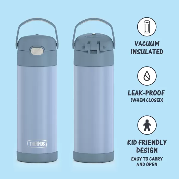 THERMOS FUNTAINER 16 Ounce Stainless Steel Vacuum Insulated Bottle with Wide Spout Lid Looney TunesDenim Blue Bottle