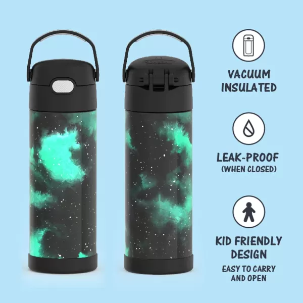 THERMOS FUNTAINER 16 Ounce Stainless Steel Vacuum Insulated Bottle with Wide Spout Lid Looney TunesGalaxy Green Bottle