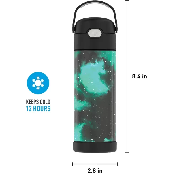 THERMOS FUNTAINER 16 Ounce Stainless Steel Vacuum Insulated Bottle with Wide Spout Lid Looney TunesGalaxy Green Bottle