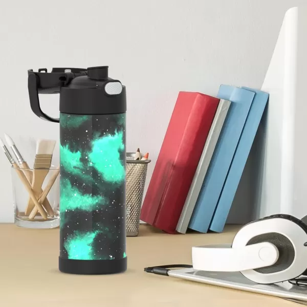 THERMOS FUNTAINER 16 Ounce Stainless Steel Vacuum Insulated Bottle with Wide Spout Lid Looney TunesGalaxy Green Bottle