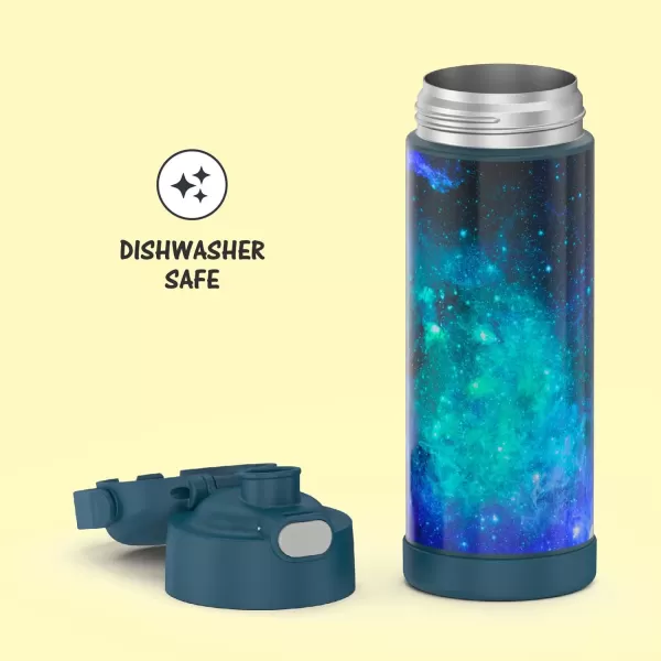 THERMOS FUNTAINER 16 Ounce Stainless Steel Vacuum Insulated Bottle with Wide Spout Lid Looney TunesGalaxy Teal Bottle