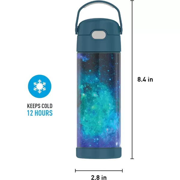 THERMOS FUNTAINER 16 Ounce Stainless Steel Vacuum Insulated Bottle with Wide Spout Lid Looney TunesGalaxy Teal Bottle