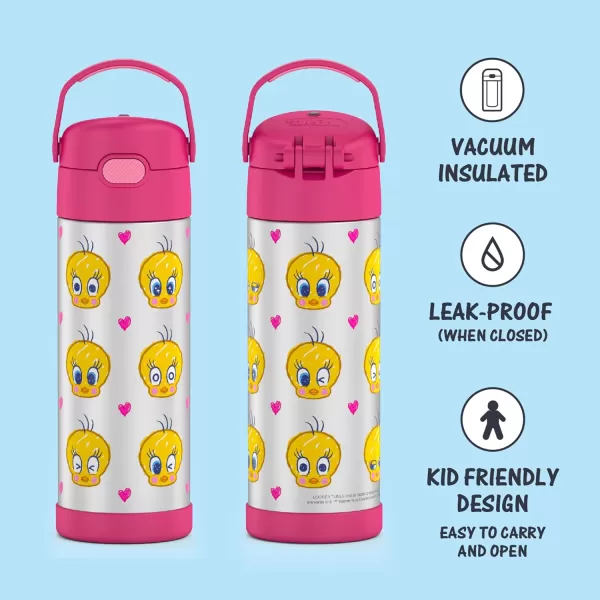 THERMOS FUNTAINER 16 Ounce Stainless Steel Vacuum Insulated Bottle with Wide Spout Lid Looney TunesLooney Tunes Bottle