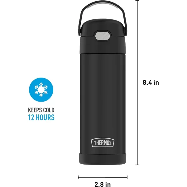 THERMOS FUNTAINER 16 Ounce Stainless Steel Vacuum Insulated Bottle with Wide Spout Lid Looney TunesMatte Black Bottle