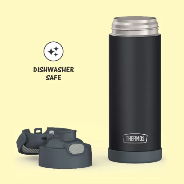 THERMOS FUNTAINER 16 Ounce Stainless Steel Vacuum Insulated Bottle with Wide Spout Lid Looney TunesMatte Charcoal Bottle