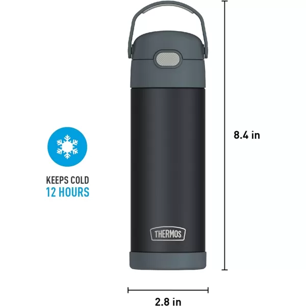 THERMOS FUNTAINER 16 Ounce Stainless Steel Vacuum Insulated Bottle with Wide Spout Lid Looney TunesMatte Charcoal Bottle