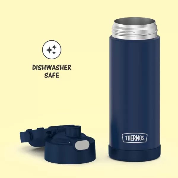 THERMOS FUNTAINER 16 Ounce Stainless Steel Vacuum Insulated Bottle with Wide Spout Lid Looney TunesNavy Bottle