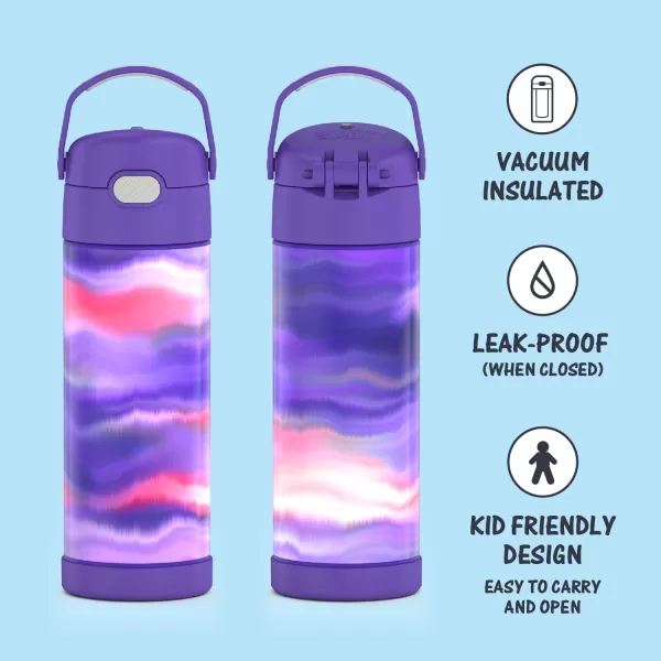 THERMOS FUNTAINER 16 Ounce Stainless Steel Vacuum Insulated Bottle with Wide Spout Lid Looney TunesPurple Mirage Bottle