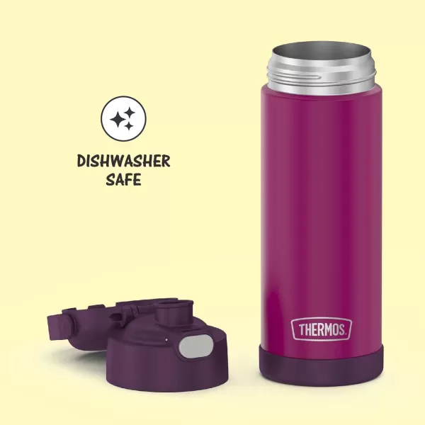 THERMOS FUNTAINER 16 Ounce Stainless Steel Vacuum Insulated Bottle with Wide Spout Lid Looney TunesRed Violet Bottle