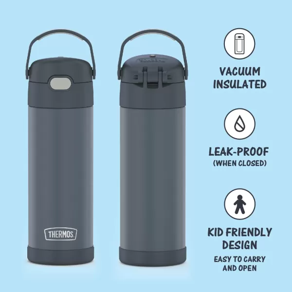 THERMOS FUNTAINER 16 Ounce Stainless Steel Vacuum Insulated Bottle with Wide Spout Lid Looney TunesStone Slate Bottle