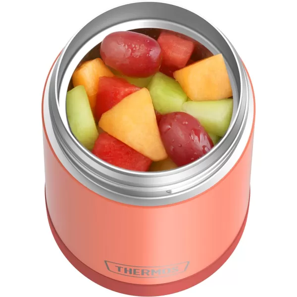 THERMOS FUNTAINER 16 Ounce Stainless Steel Vacuum Insulated Food Jar with Spoon Stone SlateApricot