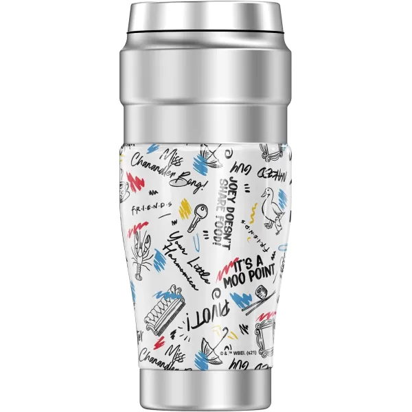 THERMOS Friends Chibi Pattern STAINLESS KING Stainless Steel Travel Tumbler Vacuum insulated amp Double Wall 16oz16 oz Tumbler INK PEN FRIENDS PATTERN