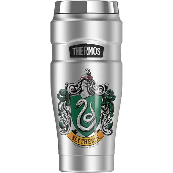 THERMOS Harry Potter Hogwarts School Crest STAINLESS KING Stainless Steel Travel Tumbler Vacuum insulated amp Double Wall 16oz1 Count Pack of 1 Slytherin House Crest