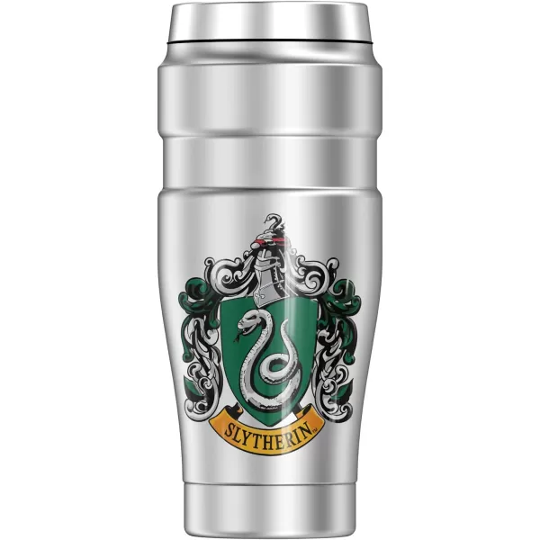 THERMOS Harry Potter Hogwarts School Crest STAINLESS KING Stainless Steel Travel Tumbler Vacuum insulated amp Double Wall 16oz1 Count Pack of 1 Slytherin House Crest