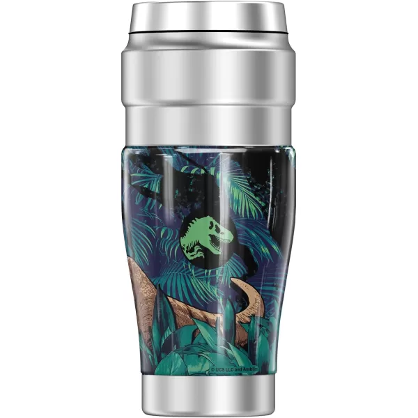 THERMOS Jurassic World Neon Jungle TRex STAINLESS KING Stainless Steel Travel Tumbler Vacuum insulated amp Double Wall 16oz16 oz Tumbler NEON JUNGLE TREX