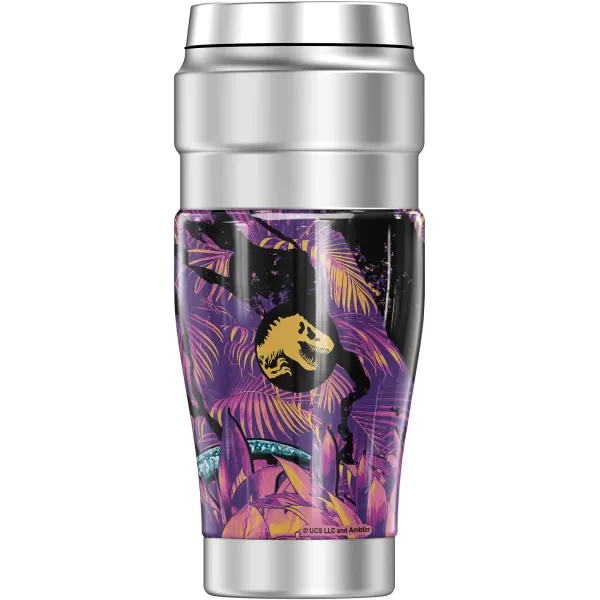 THERMOS Jurassic World Neon Jungle TRex STAINLESS KING Stainless Steel Travel Tumbler Vacuum insulated amp Double Wall 16oz16 oz Tumbler NEON JUNGLE VELOCIRAPTOR