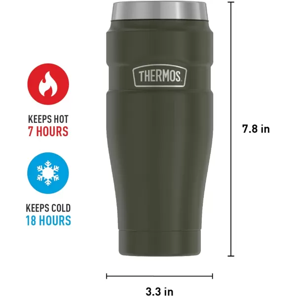 THERMOS Stainless King 16 Ounce Travel Tumbler Matte BlueArmy Green Tumbler