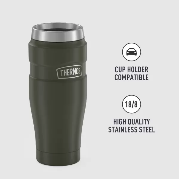 THERMOS Stainless King 16 Ounce Travel Tumbler Matte BlueArmy Green Tumbler