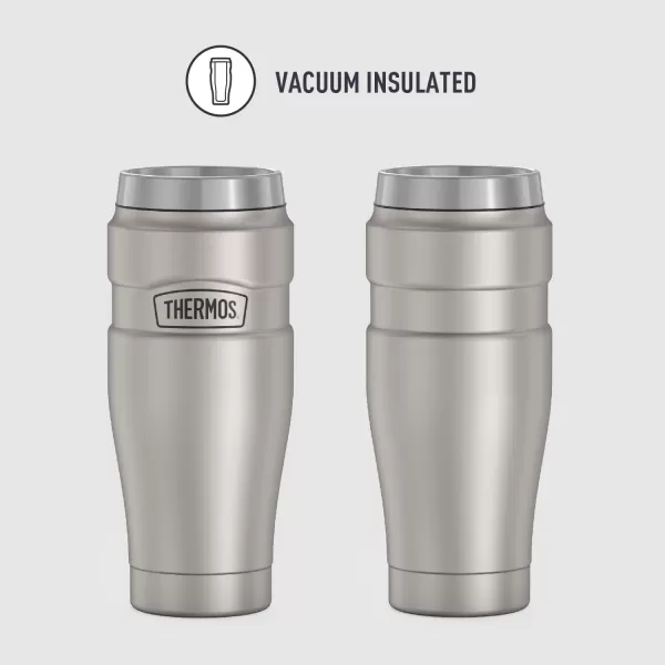 THERMOS Stainless King 16 Ounce Travel Tumbler Matte BlueMatte Steel Tumbler