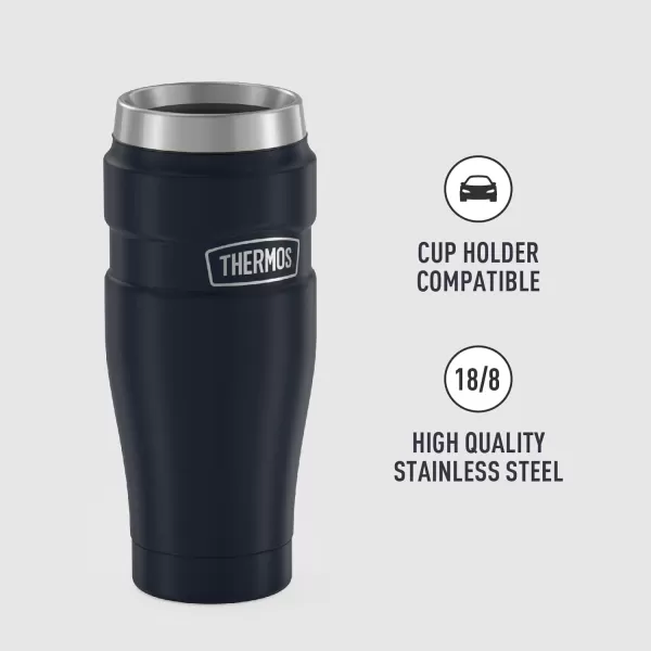 THERMOS Stainless King 16 Ounce Travel Tumbler Matte BlueMidnight Blue Tumbler