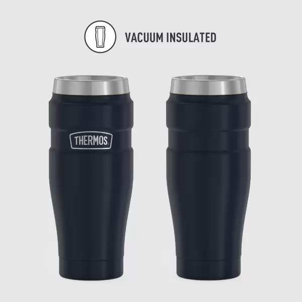 THERMOS Stainless King 16 Ounce Travel Tumbler Matte BlueMidnight Blue Tumbler