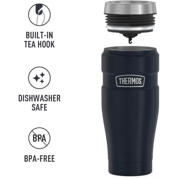 THERMOS Stainless King 16 Ounce Travel Tumbler Matte BlueMidnight Blue Tumbler