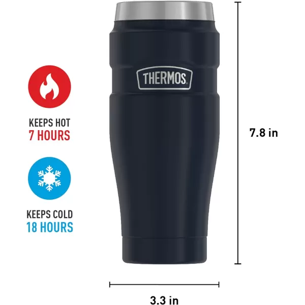 THERMOS Stainless King 16 Ounce Travel Tumbler Matte BlueMidnight Blue Tumbler