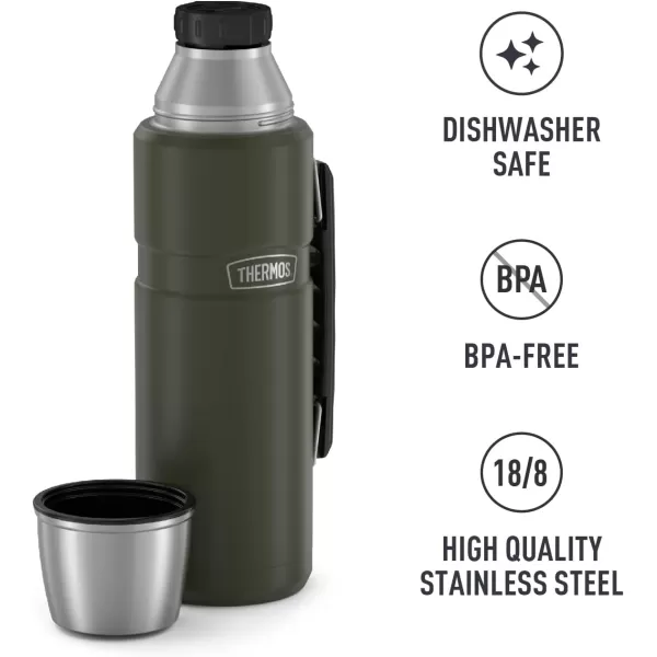 THERMOS Stainless King VacuumInsulated Beverage Bottle 40 Ounce Rustic Red40 Ounce Army Green