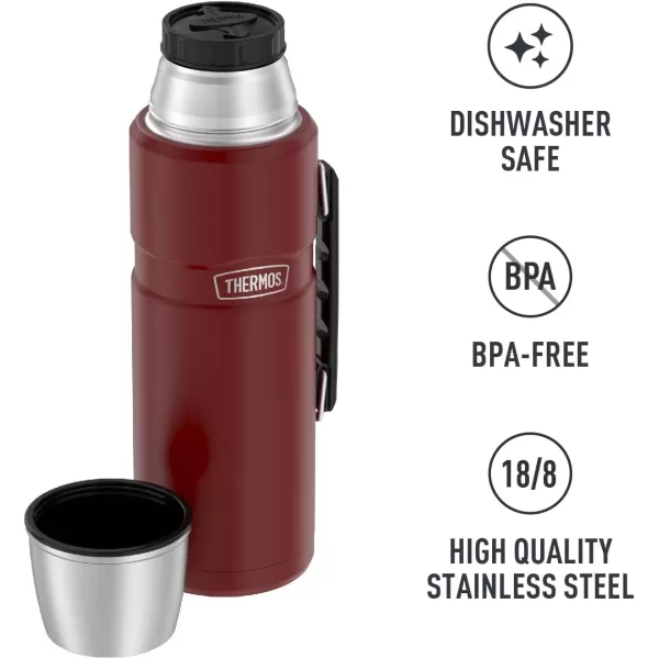 THERMOS Stainless King VacuumInsulated Beverage Bottle 68 Ounce Matte SteelArmy Green