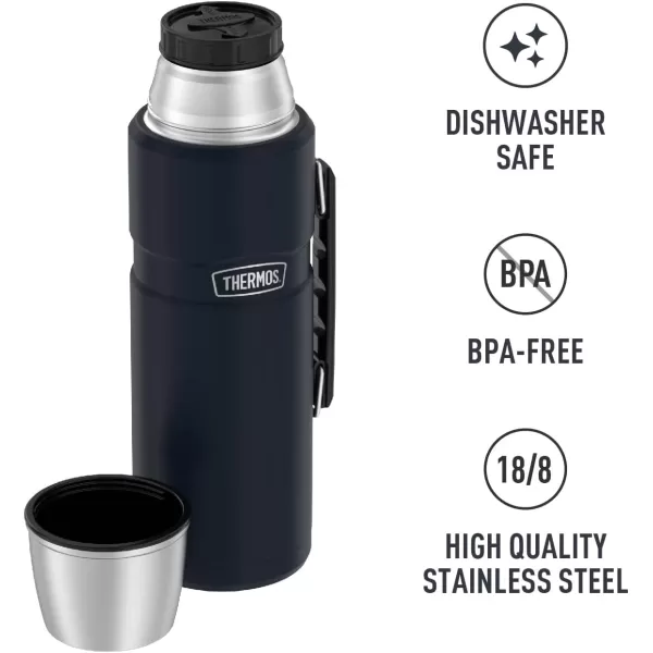 THERMOS Stainless King VacuumInsulated Beverage Bottle 68 Ounce Matte SteelMidnight Blue