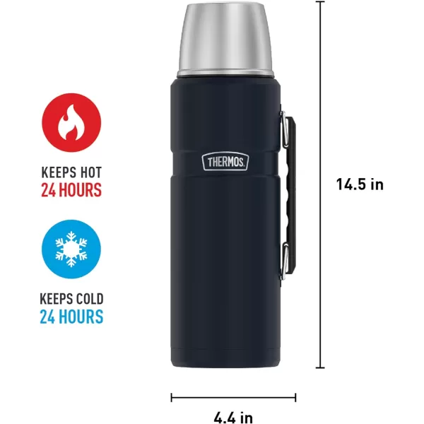 THERMOS Stainless King VacuumInsulated Beverage Bottle 68 Ounce Matte SteelMidnight Blue