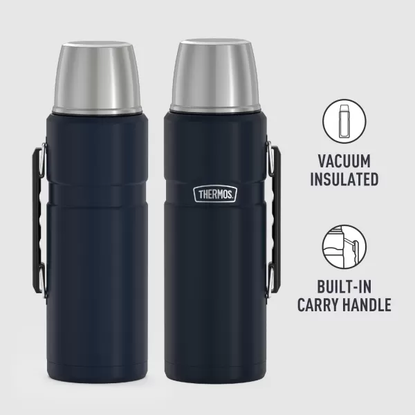 THERMOS Stainless King VacuumInsulated Beverage Bottle 68 Ounce Matte SteelMidnight Blue