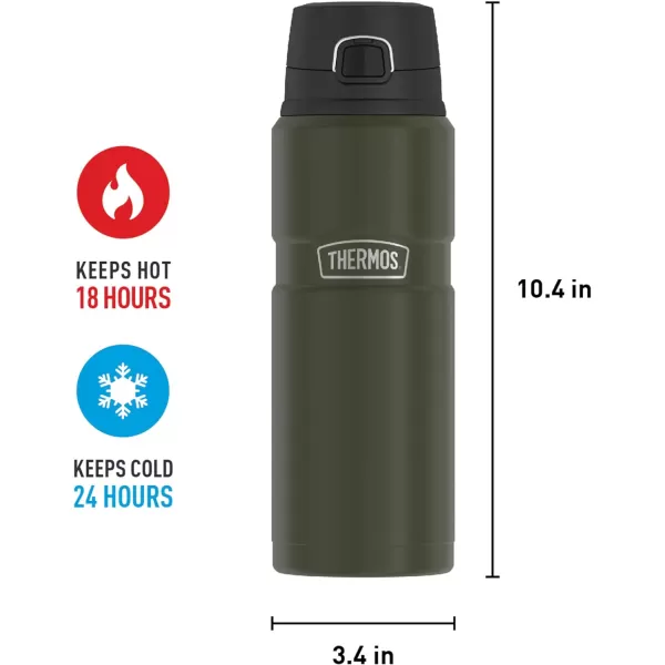 THERMOS Stainless King VacuumInsulated Drink Bottle 24 Ounce Rustic RedArmy Green