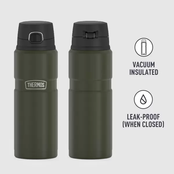 THERMOS Stainless King VacuumInsulated Drink Bottle 24 Ounce Rustic RedArmy Green