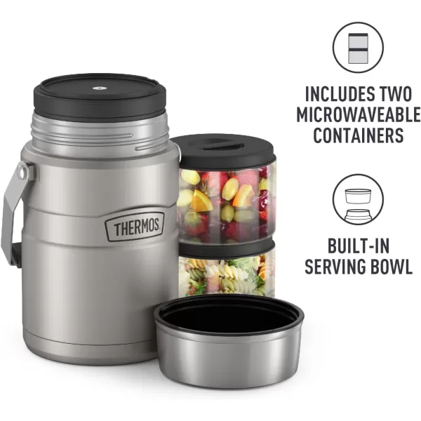 THERMOS Stainless King VacuumInsulated Food Jar with 2 Storage Container Inserts 47 Ounce Matte SteelMatte Stainless Steel Food Jar