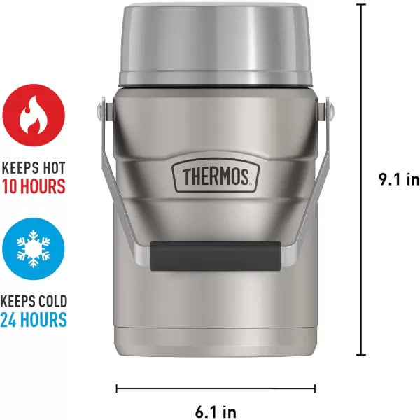 THERMOS Stainless King VacuumInsulated Food Jar with 2 Storage Container Inserts 47 Ounce Matte SteelMatte Stainless Steel Food Jar