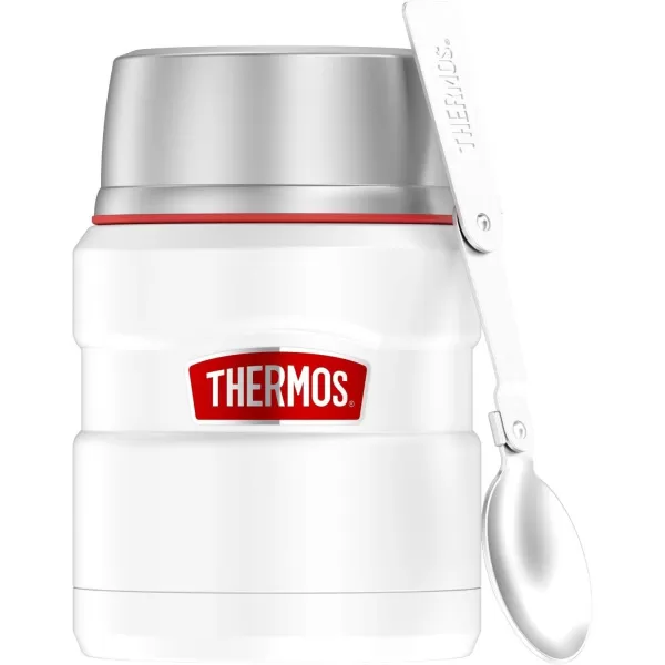 THERMOS Stainless King VacuumInsulated Food Jar with Spoon 16 Ounce Matte LavenderMatte White Jar