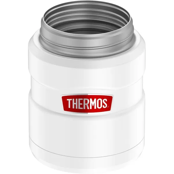 THERMOS Stainless King VacuumInsulated Food Jar with Spoon 16 Ounce Matte LavenderMatte White Jar